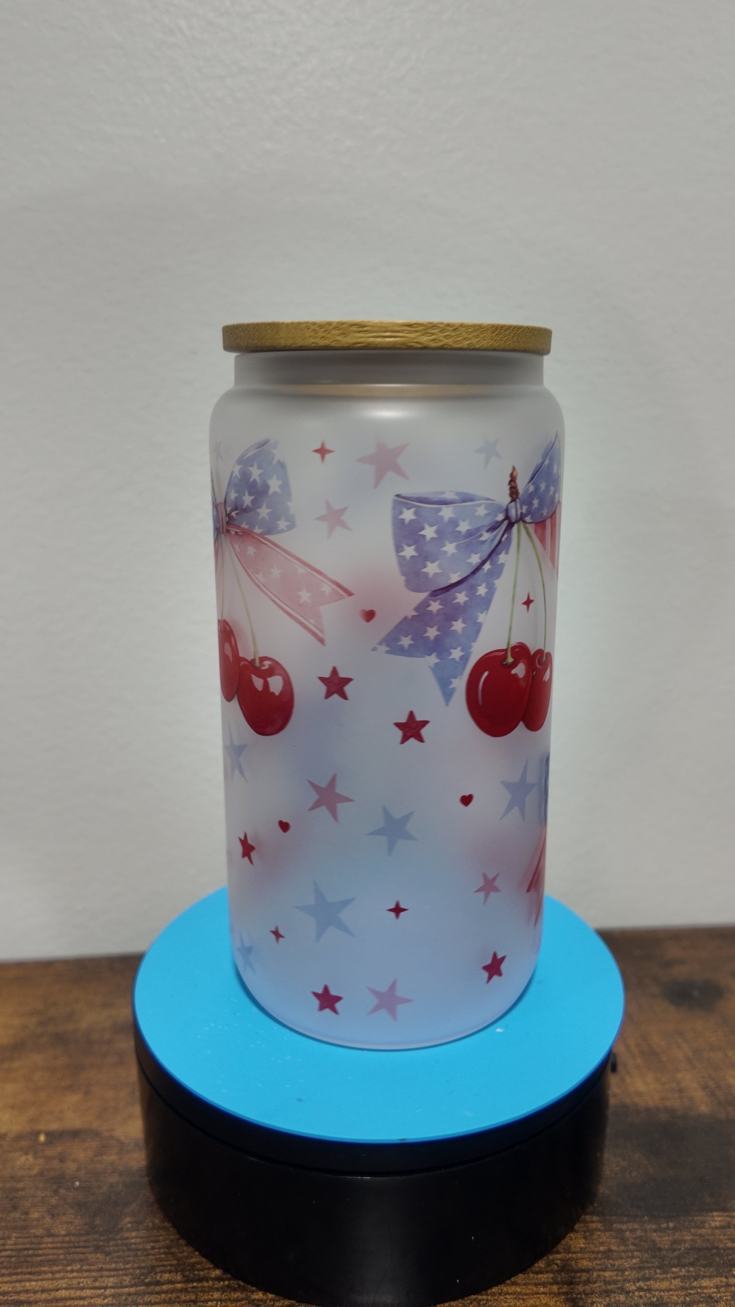 Cherries and Bows 16oz Glass Cup