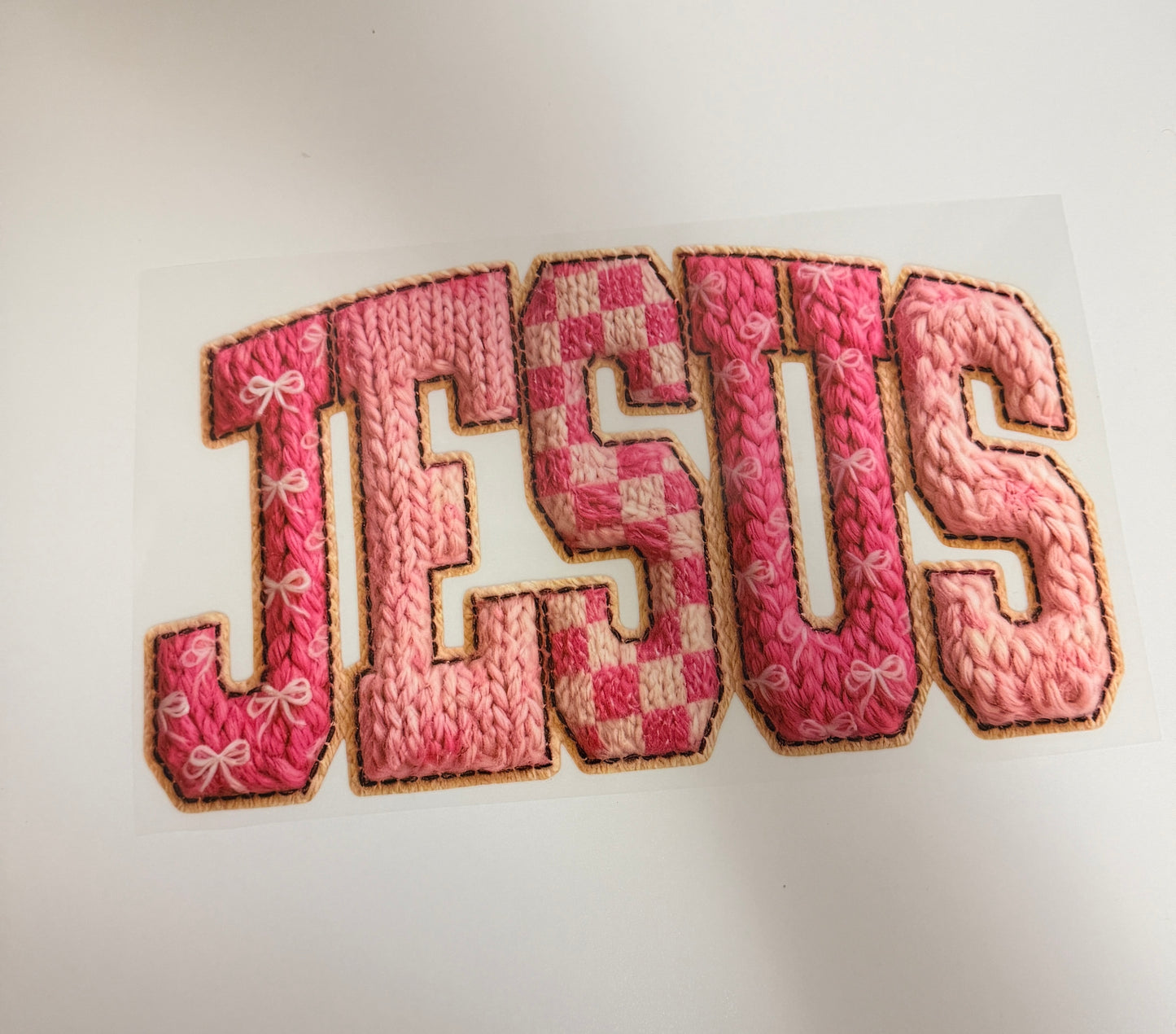 Jesus Faux Yarn Screen Print