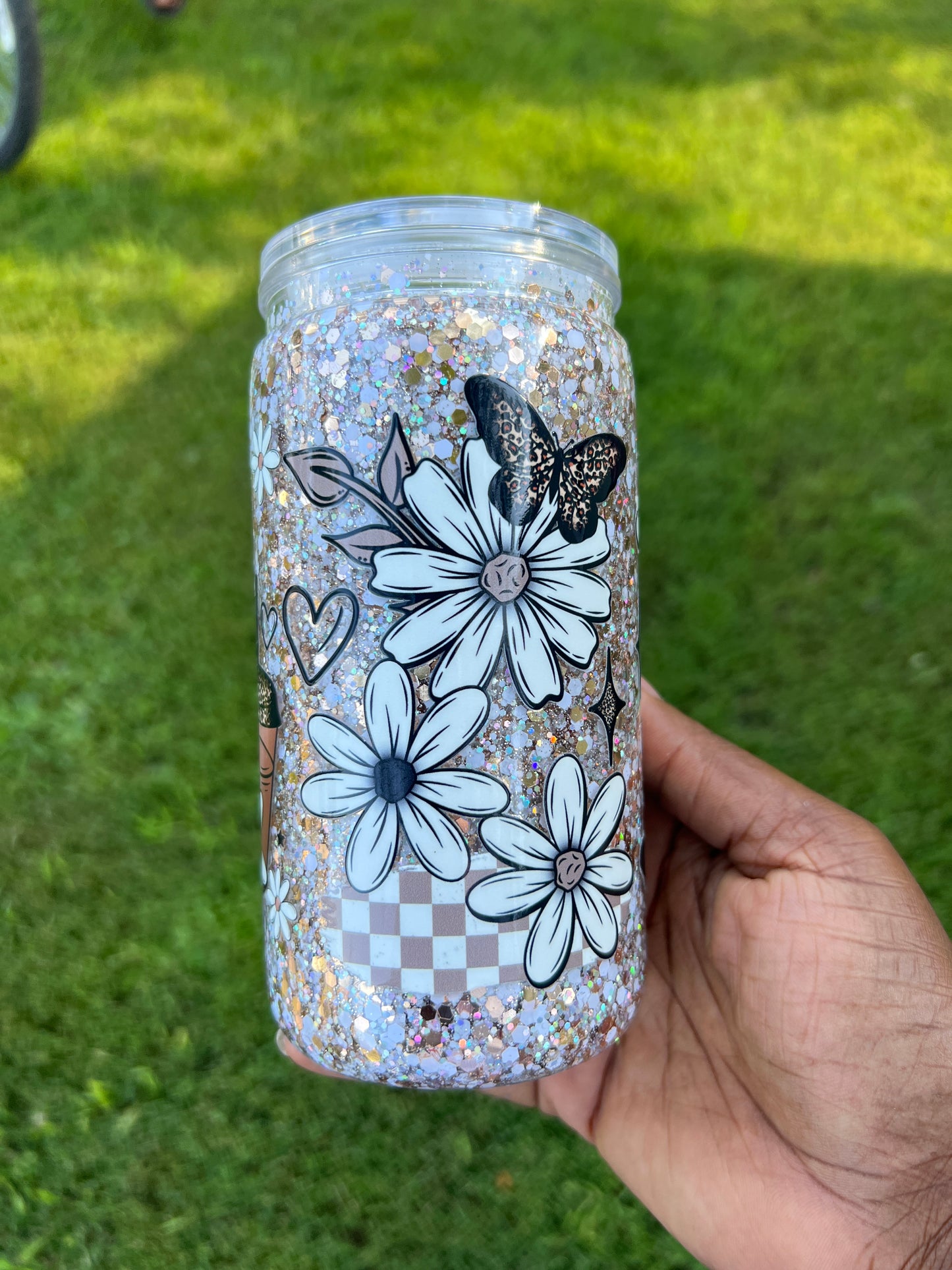 Boo with Flowers 16oz Acrylic Snow Globe Cup