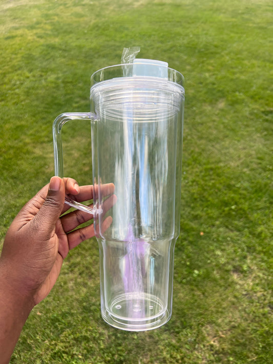 40oz Acrylic Tumbler Snow Globe with Handle