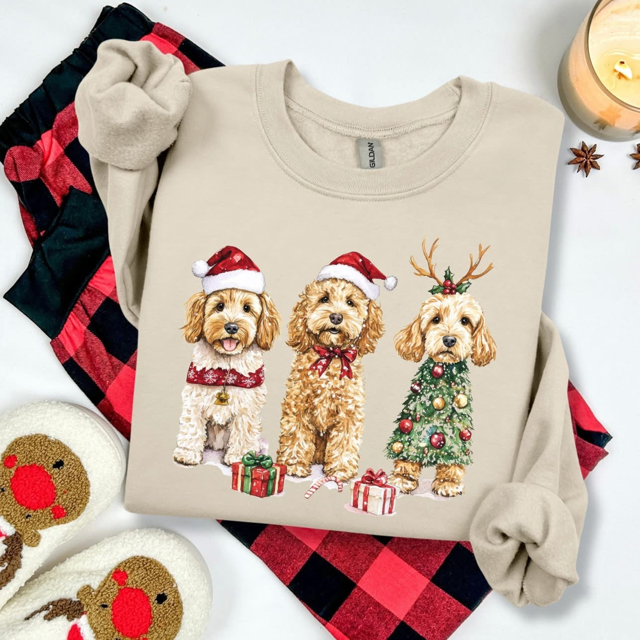 Golden Doodle Puppy Christmas Sweatshirt