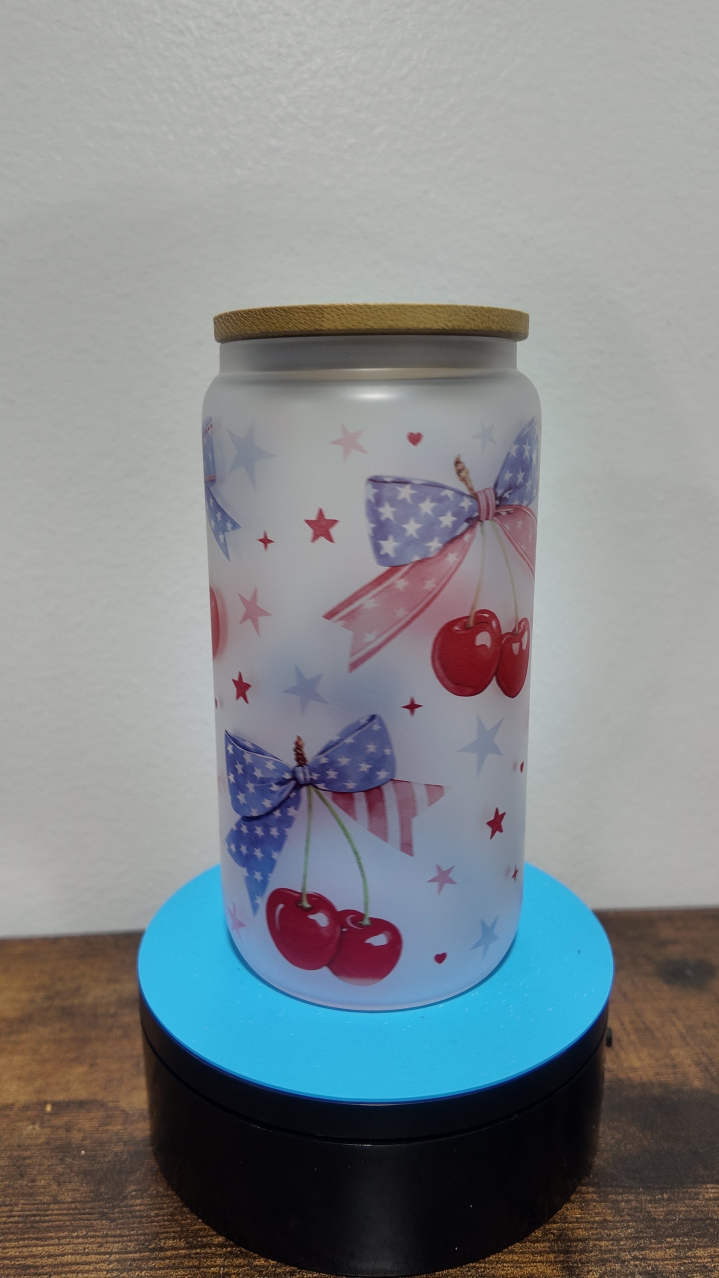 Cherries and Bows 16oz Glass Cup