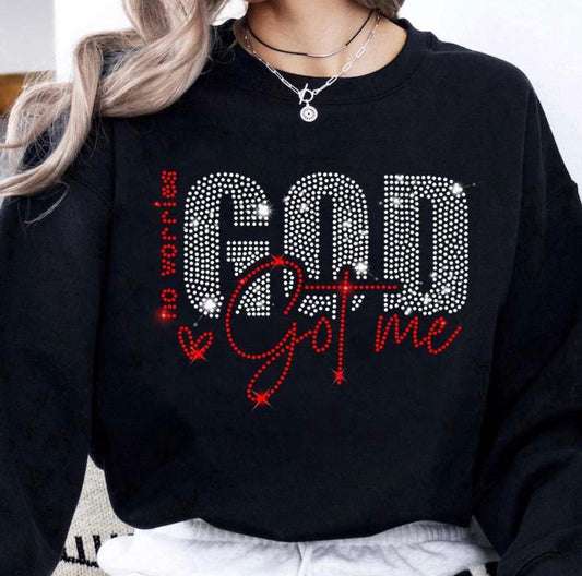 God Got Me Rhinestones Sweatshirt