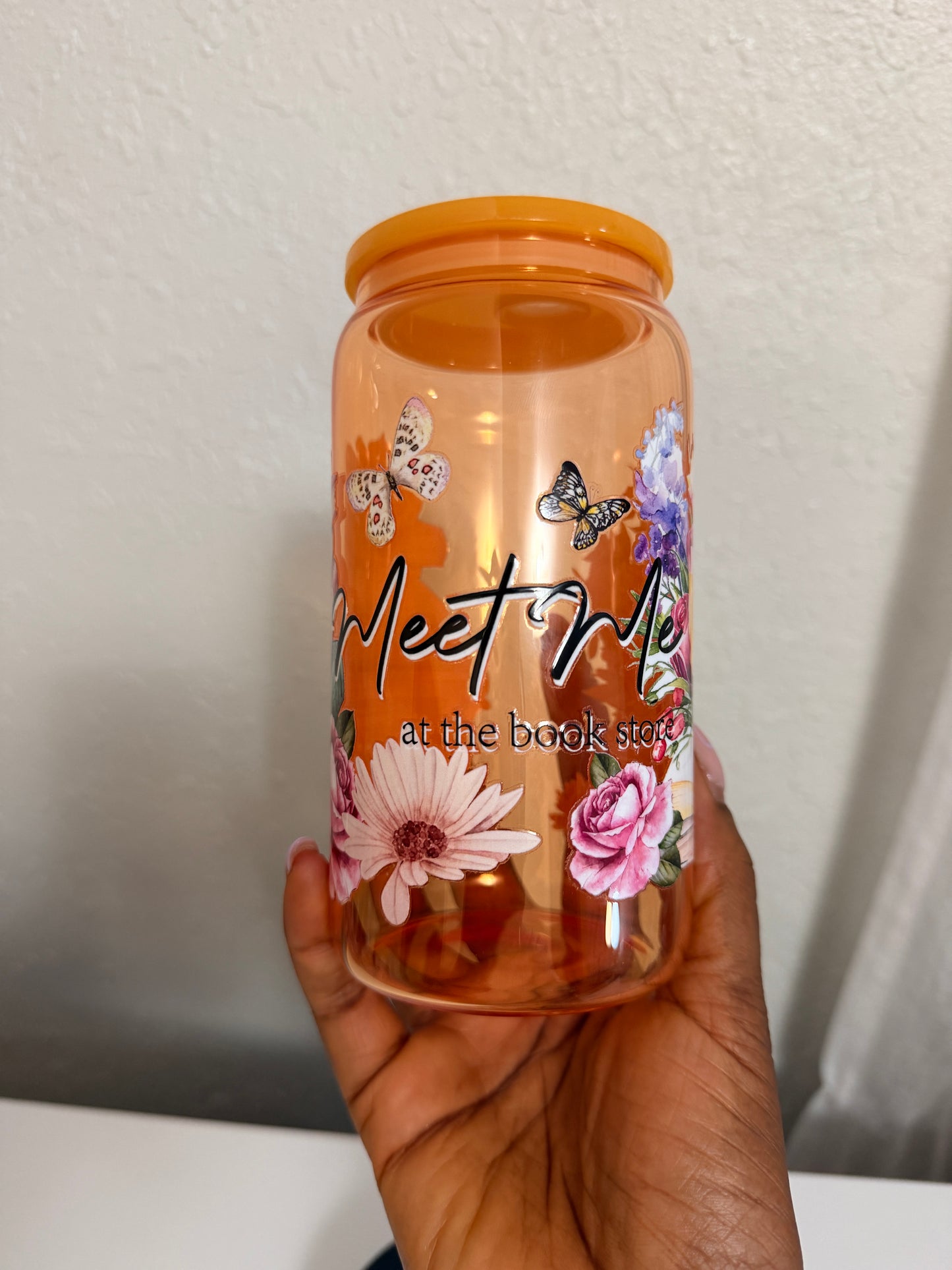 Books Theme Glass Cup