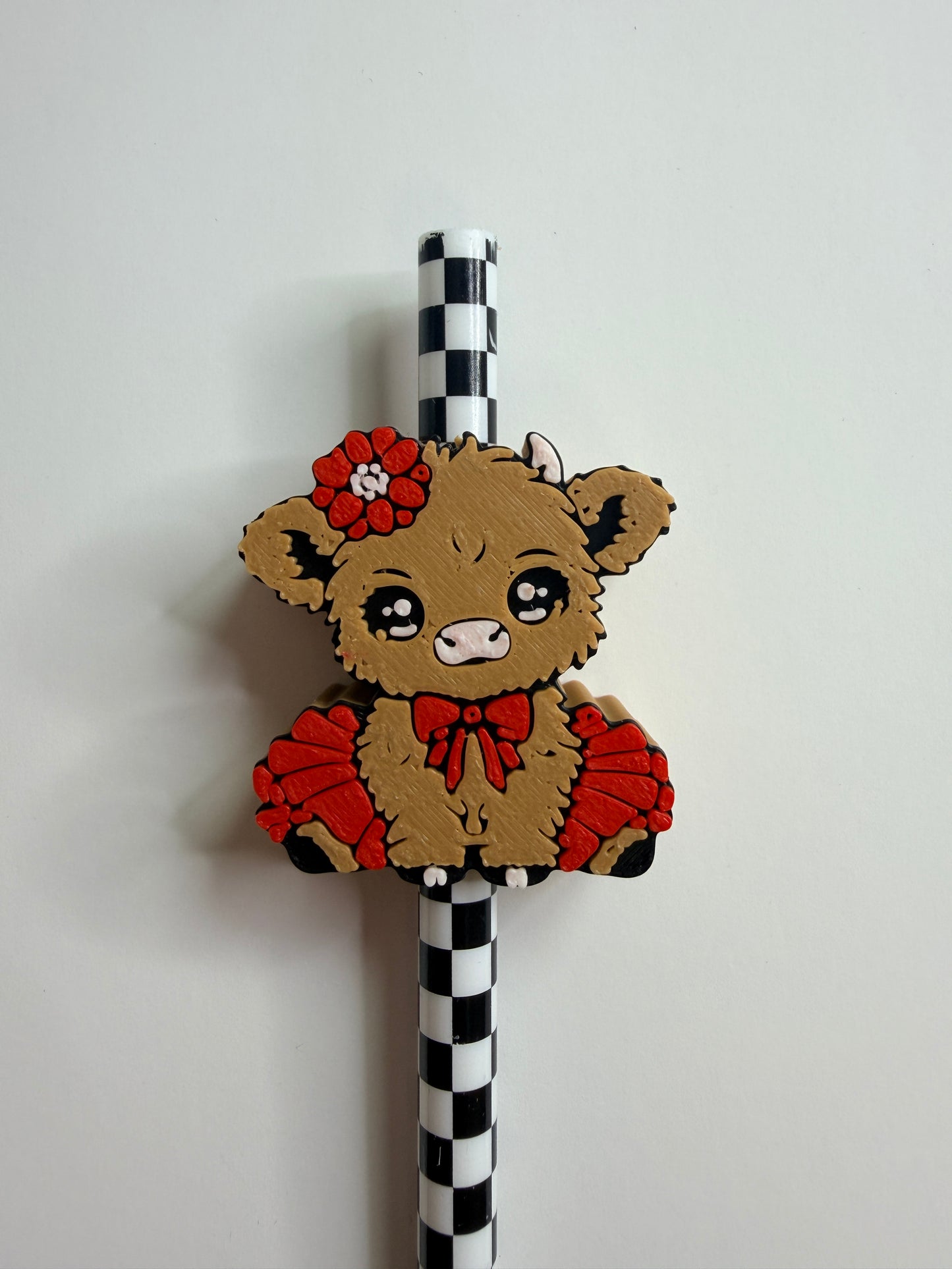 Red Tutu Cow Straw Topper