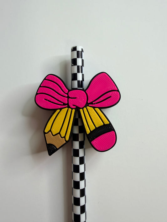 Pencil Bow Straw Topper