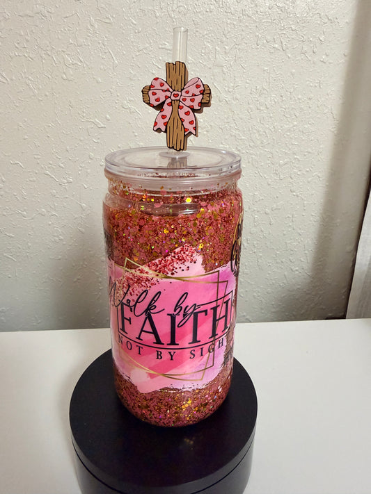 16oz Faith Snow Globe Tumbler