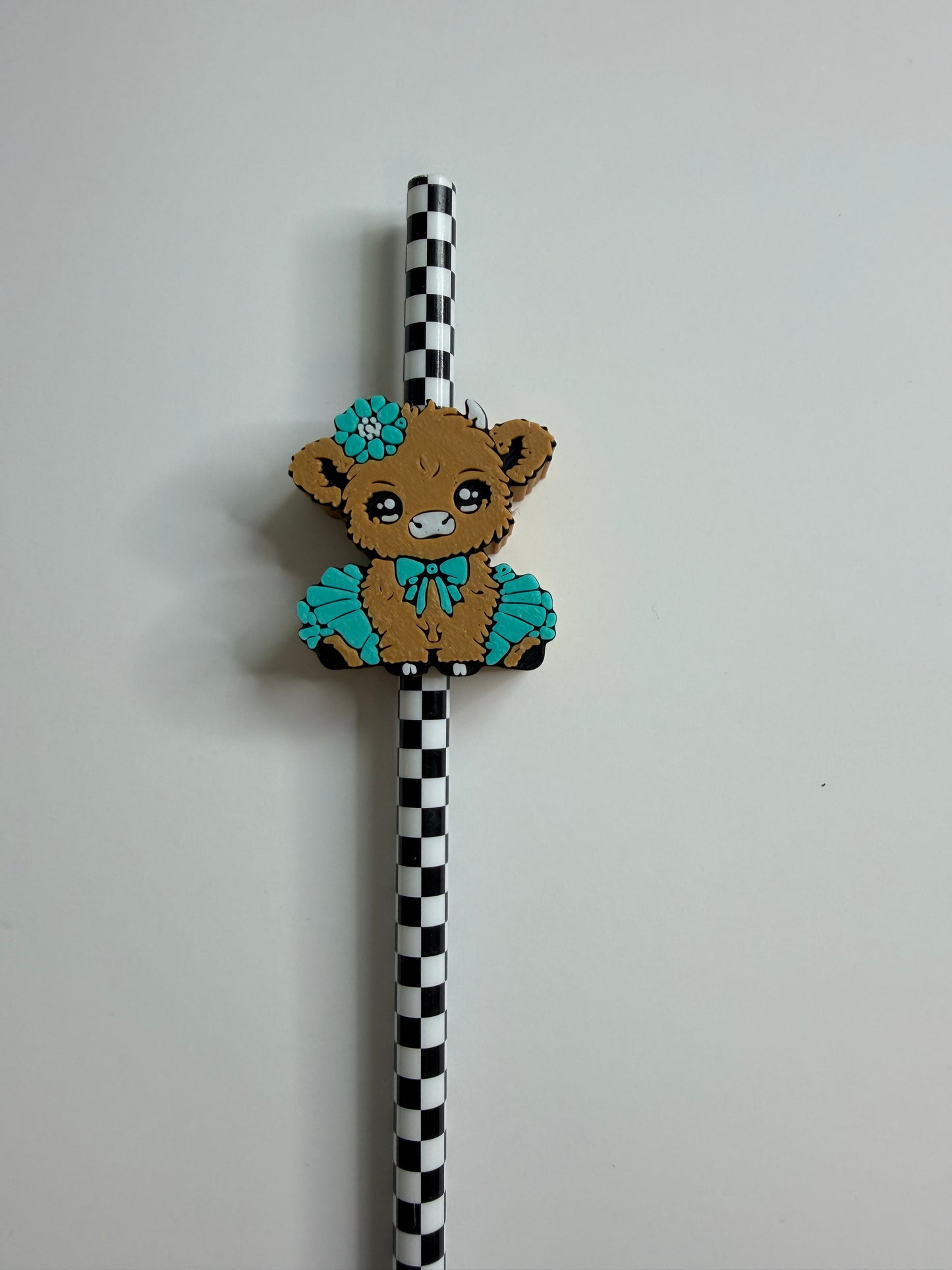 Highland Cow Straw Topper