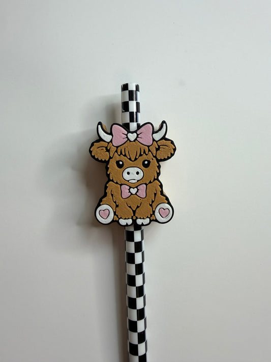Cow with Bow Staw Topper