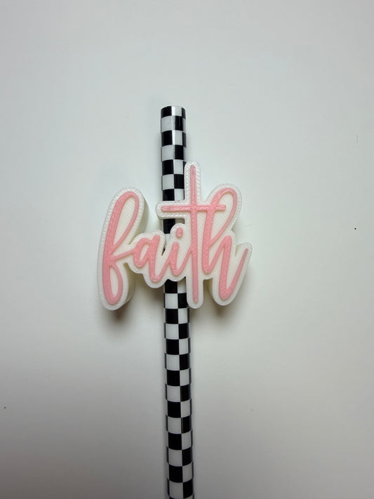 Faith 3D Straw Topper