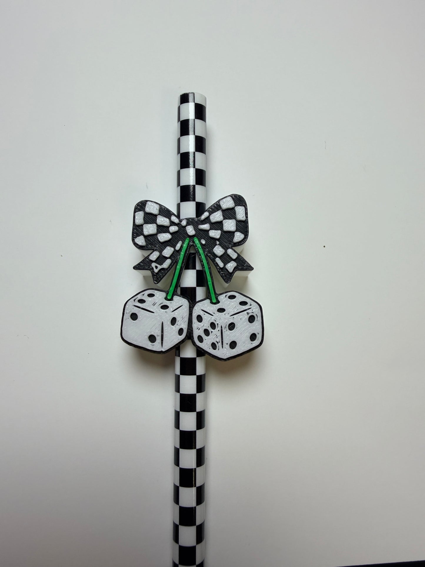 Checker Dice Straw Topper