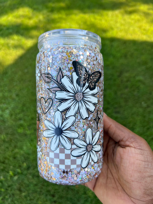 Boo with Flowers 16oz Acrylic Snow Globe Cup